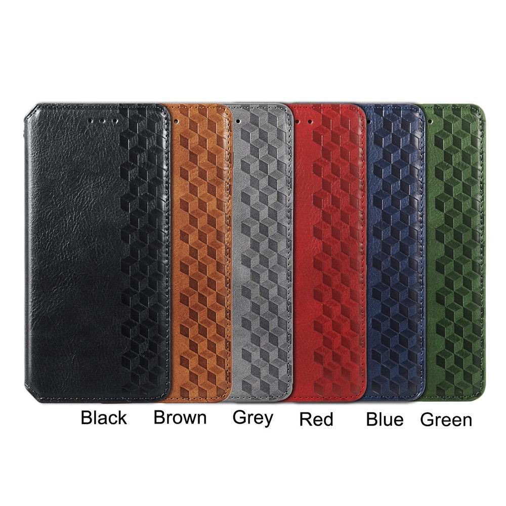 Fashionable Auto-absorbed Rhombus Texture PU Leather Wallet Phone Cover for Samsung Galaxy S21 5G - Grey-20