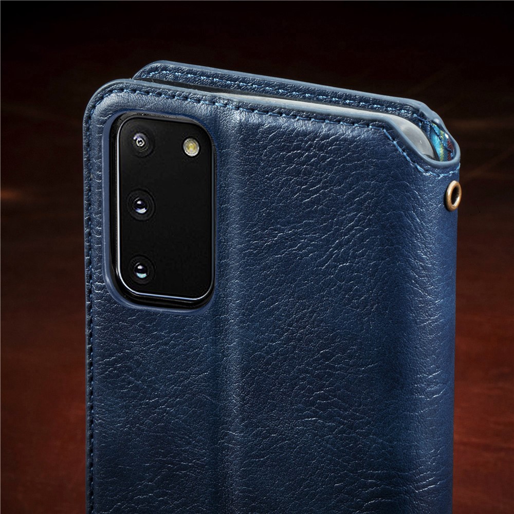 Texture Rosture Auto-auto-absorbed pu le Cuir Portefeuille Téléphone Pour Samsung Galaxy S20 4g / S20 5G - Bleu-21