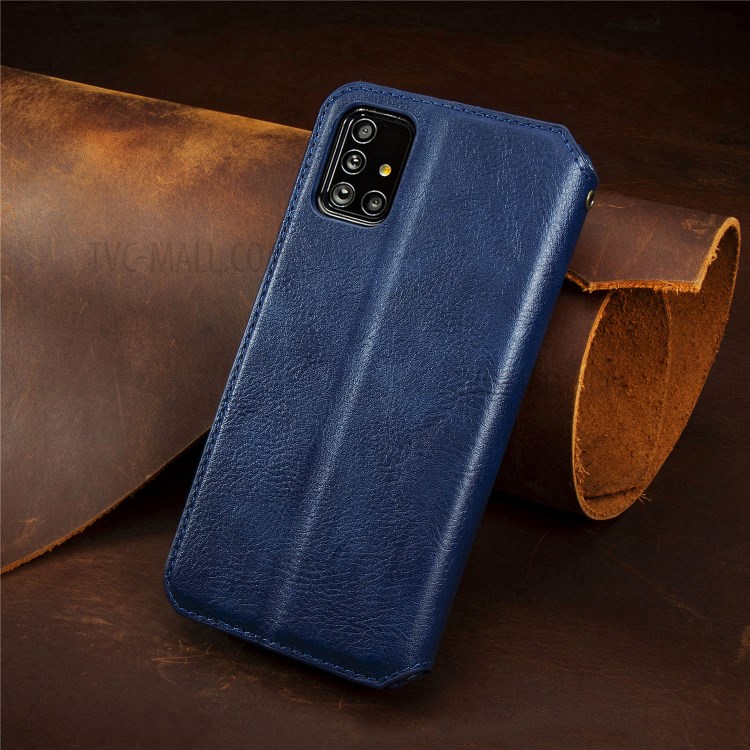 Fashionable Auto-absorbed Rhombus Texture PU Leather Wallet Phone Cover for Samsung Galaxy A71 5G SM-A716 - Blue-18