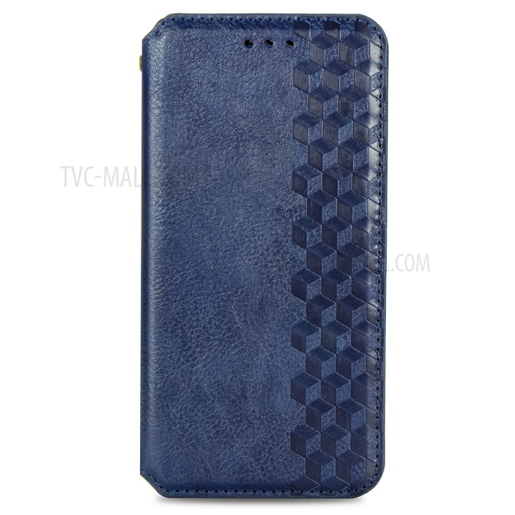 Fashionable Auto-absorbed Rhombus Texture PU Leather Wallet Phone Cover for Samsung Galaxy A71 5G SM-A716 - Blue-3