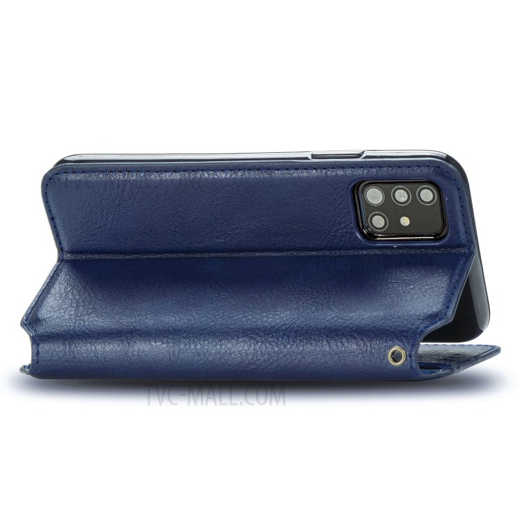 Fashionable Auto-absorbed Rhombus Texture PU Leather Wallet Phone Cover for Samsung Galaxy A71 5G SM-A716 - Blue-7