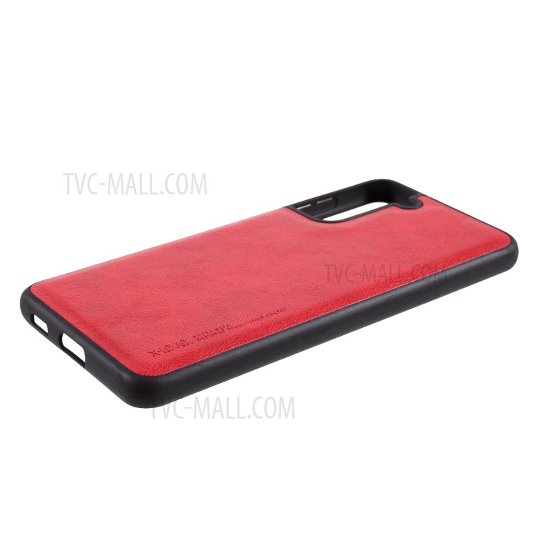 X-LEVEL Vintage Style PU Leather Coated TPU Phone Shell for Samsung Galaxy S21 5G - Red-5