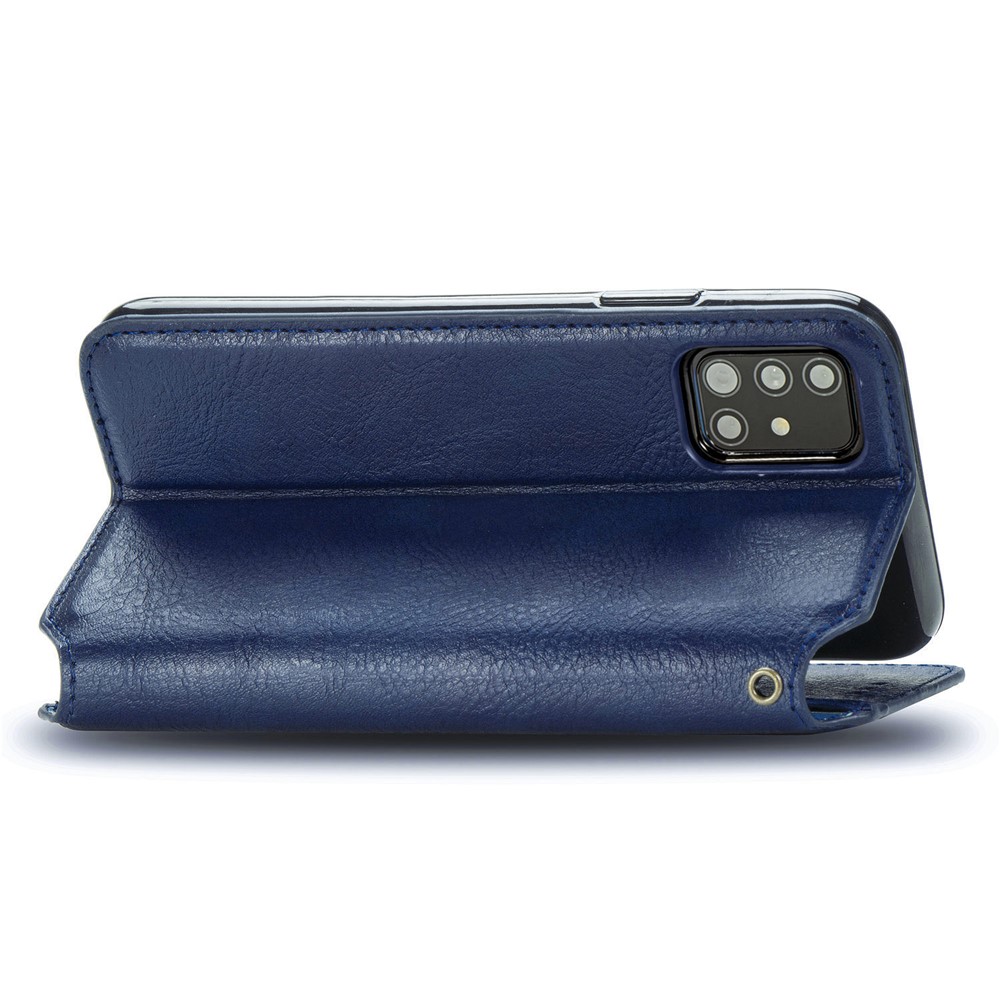 Wallet Stand Design Fashion Rhombus Texture PU Leather Auto-absorbed Case for Samsung Galaxy A51 4G SM-A515 - Blue-7