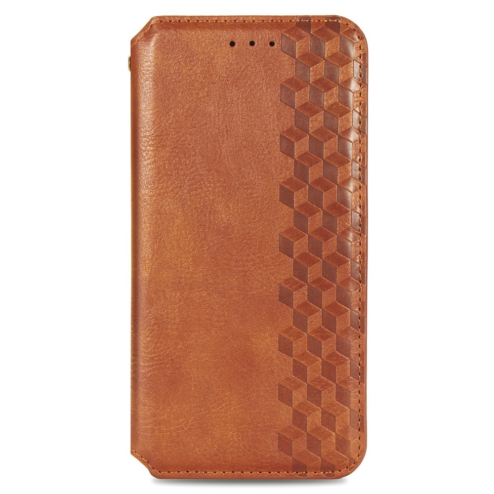Wallet Stand Design Fashion Rhombus Texture PU Leather Auto-absorbed Case for Samsung Galaxy A51 4G SM-A515 - Brown-3