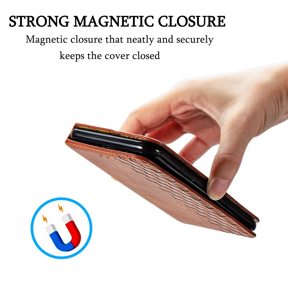 Wallet Stand Design Fashion Rhombus Texture PU Leather Auto-absorbed Case for Samsung Galaxy A51 4G SM-A515 - Brown-9