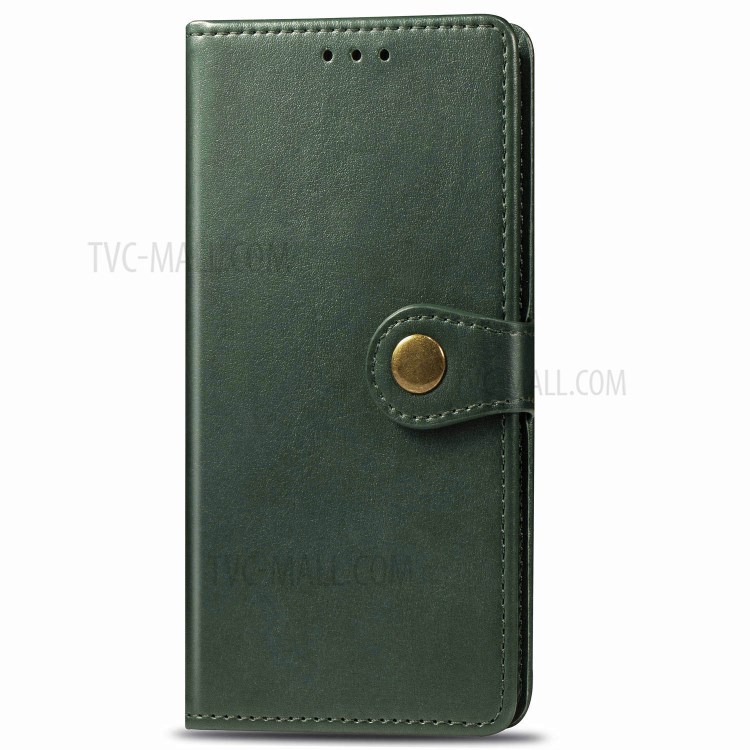 Solid Color Leather Phone Case Shell with Wallet Stand Design for Samsung Galaxy A51 5G SM-A516 - Blackish Green-2
