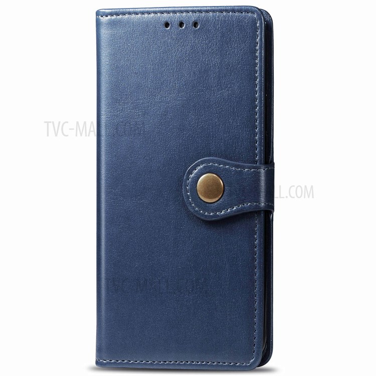 Solid Color Leather Phone Case Shell with Wallet Stand Design for Samsung Galaxy A51 5G SM-A516 - Dark Blue-2