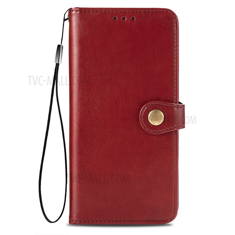 Solid Color Leather Wallet Phone Stand Case Shell for Samsung Galaxy A42 5G - Red-10
