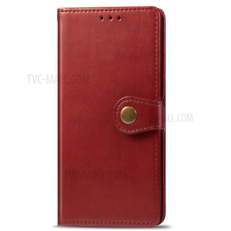 Solid Color Leather Wallet Phone Stand Case Shell for Samsung Galaxy A42 5G - Red-3