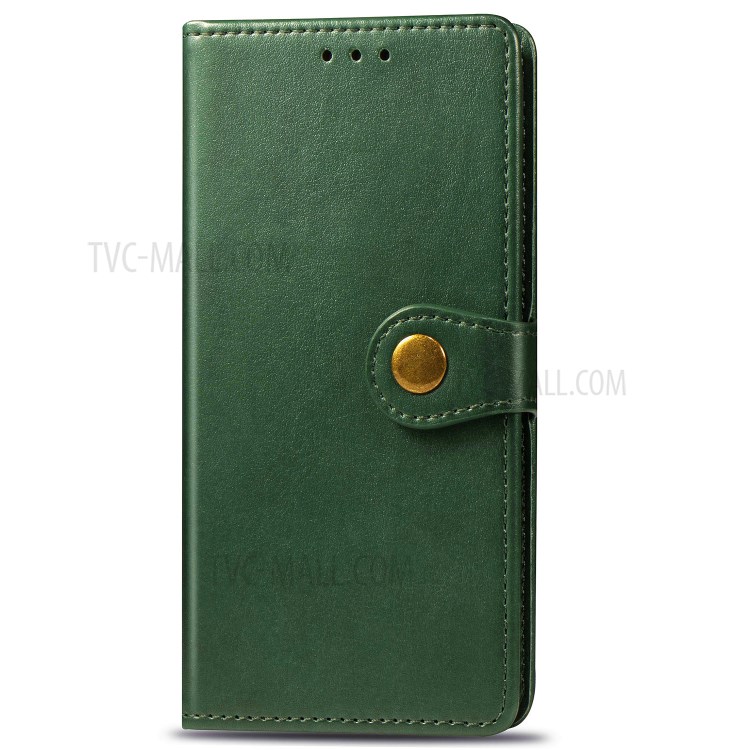 Solid Color Leather Wallet Phone Stand Case Shell for Samsung Galaxy A42 5G - Blackish Green-3