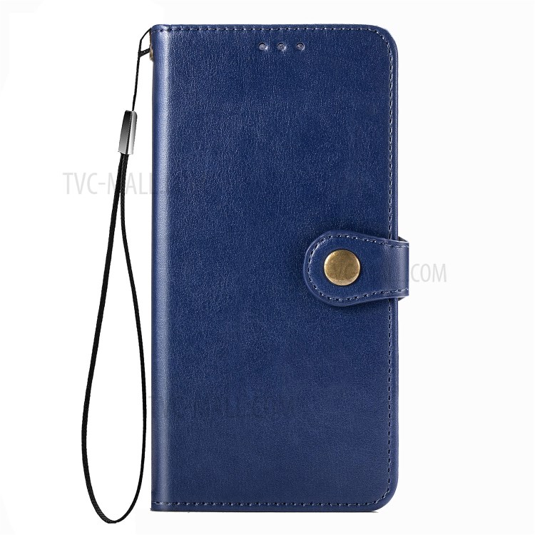 Solid Color Leather Wallet Phone Stand Case Shell for Samsung Galaxy A42 5G - Dark Blue-10