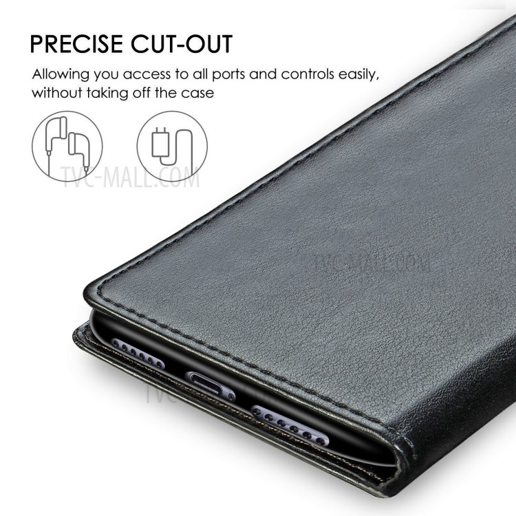 Solid Color Leather Phone Case for Samsung Galaxy A32 5G Wallet Stand Shell - Black-10