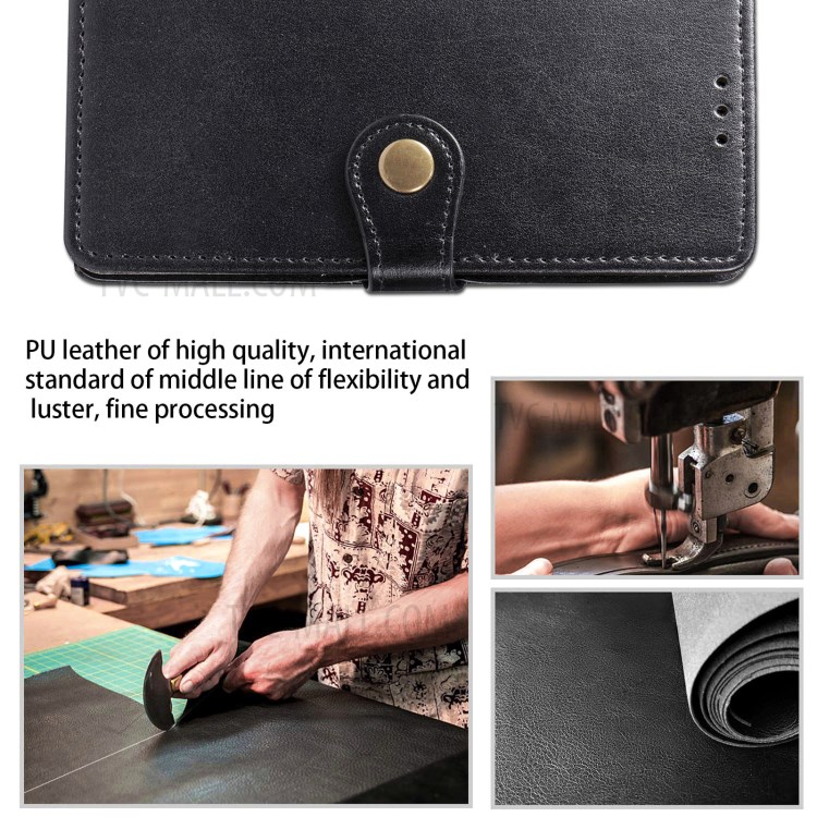 Solid Color Leather Phone Case for Samsung Galaxy A32 5G Wallet Stand Shell - Black-11