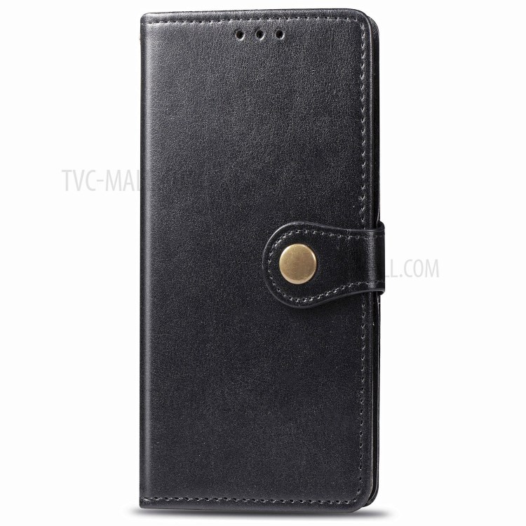 Wallet Design Solid Color Leather Phone Stand Case Shell for Samsung Galaxy A20s - Black-2