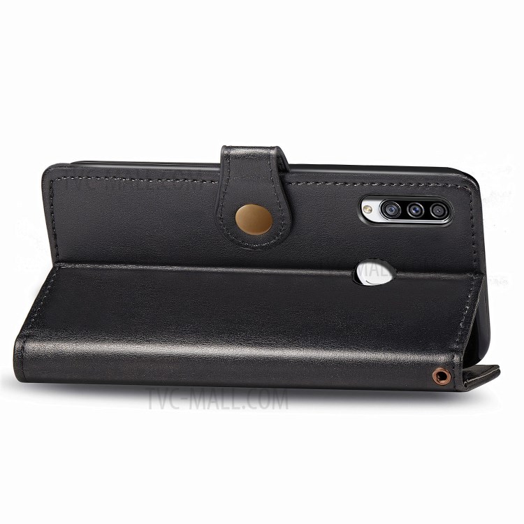 Wallet Design Solid Color Leather Phone Stand Case Shell for Samsung Galaxy A20s - Black-6