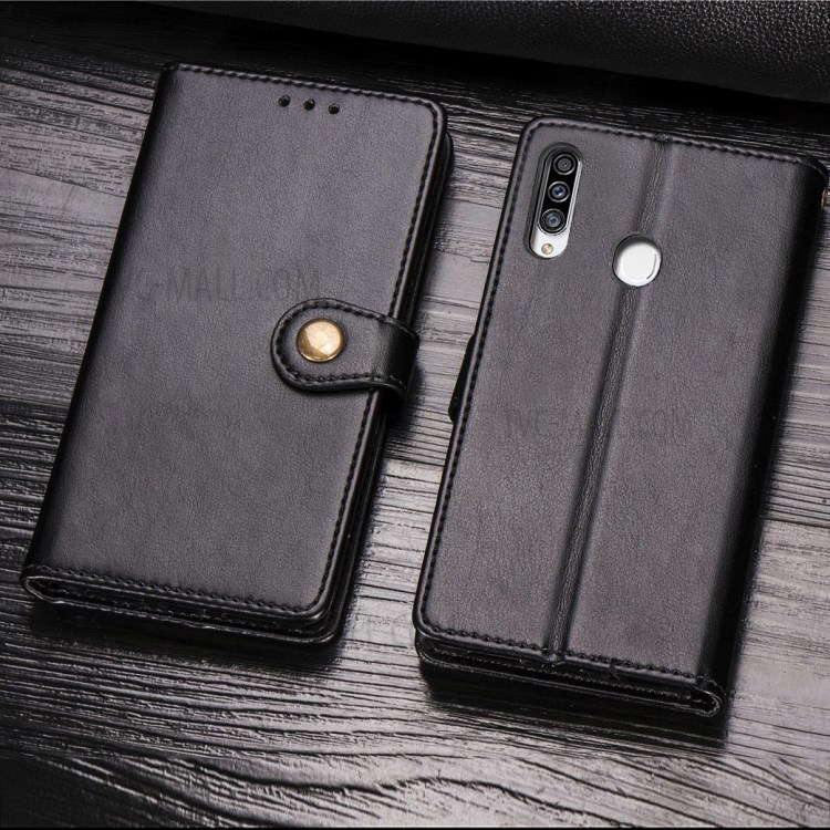 Wallet Design Solid Color Leather Phone Stand Case Shell for Samsung Galaxy A20s - Black-9