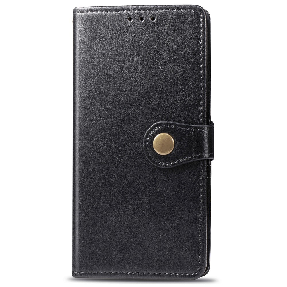 Wallet Stand Phone Shell for Samsung Galaxy A20e Solid Color Leather Case - Black-2
