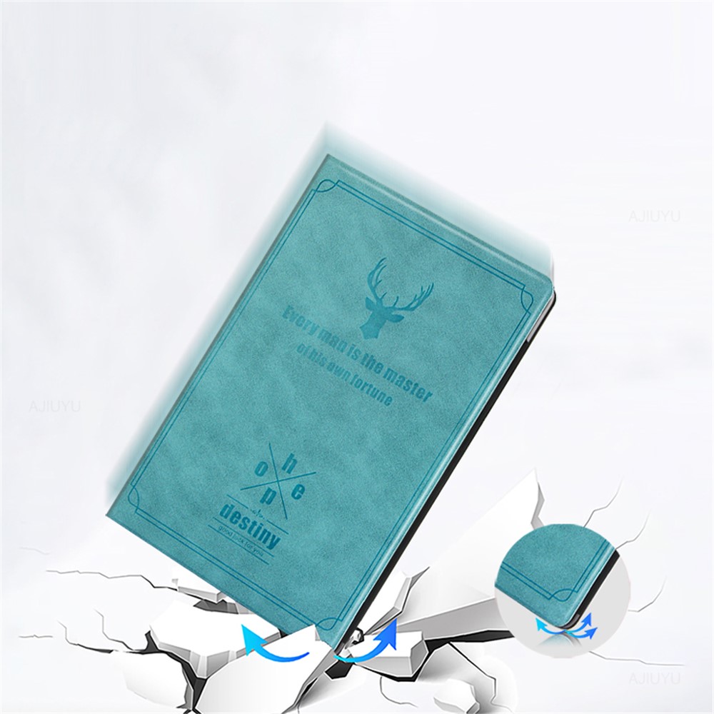 Imprint Deer and Quote Pattern Leather + PC Tablet Shell for Samsung Galaxy Tab S7- Green-9