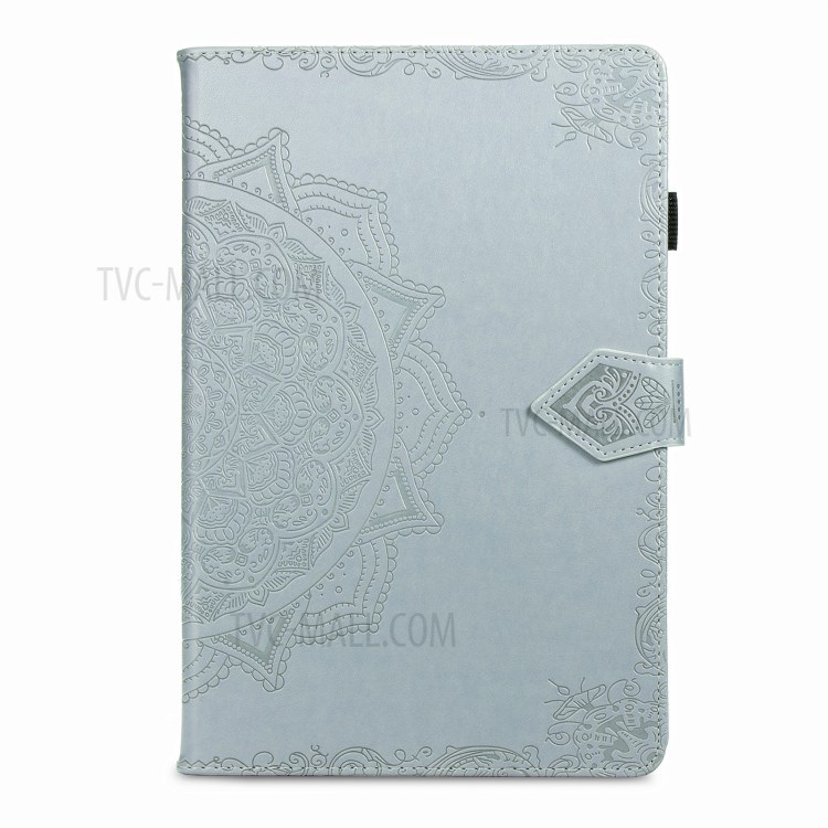 Card Slots Design Mandala Pattern Imprinting Leather Stand Tablet Protective Shell for Samsung Galaxy Tab S7 Plus T970/T976B - Grey-2