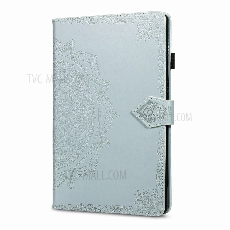 Card Slots Design Mandala Pattern Imprinting Leather Stand Tablet Protective Shell for Samsung Galaxy Tab S7 Plus T970/T976B - Grey-4