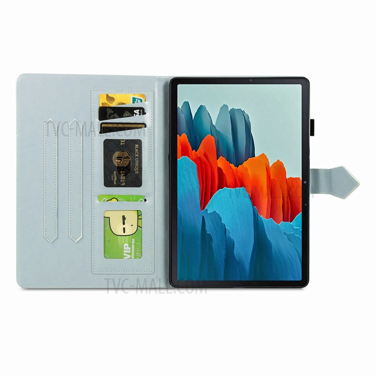 Card Slots Design Mandala Pattern Imprinting Leather Stand Tablet Protective Shell for Samsung Galaxy Tab S7 Plus T970/T976B - Grey-5