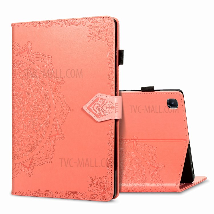Mandala Pattern Imprinting Leather Card Slots Design Tablet Protective Shell with Stand for Samsung Galaxy Tab A7 10.4 (2020) T505/T500 - Orange-1