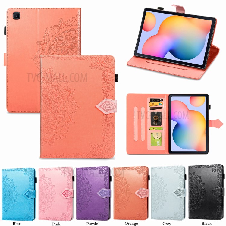 Mandala Pattern Imprinting Leather Card Slots Design Tablet Protective Shell with Stand for Samsung Galaxy Tab A7 10.4 (2020) T505/T500 - Orange-17