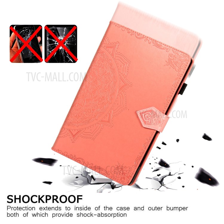 Mandala Pattern Imprinting Leather Card Slots Design Tablet Protective Shell with Stand for Samsung Galaxy Tab A7 10.4 (2020) T505/T500 - Orange-9
