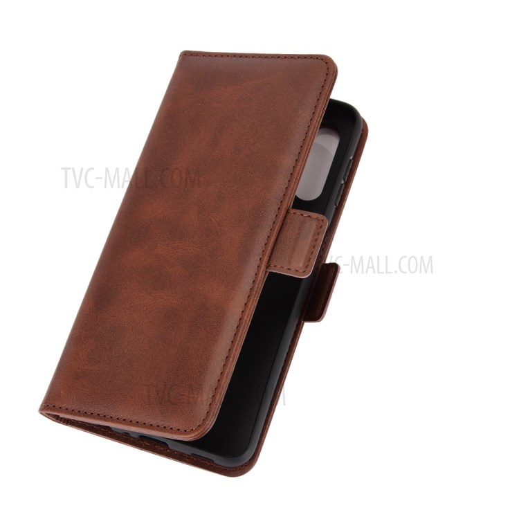 Double Magnet Clasp Flip Leather Cover for Samsung Galaxy A32 5G Case - Brown-7
