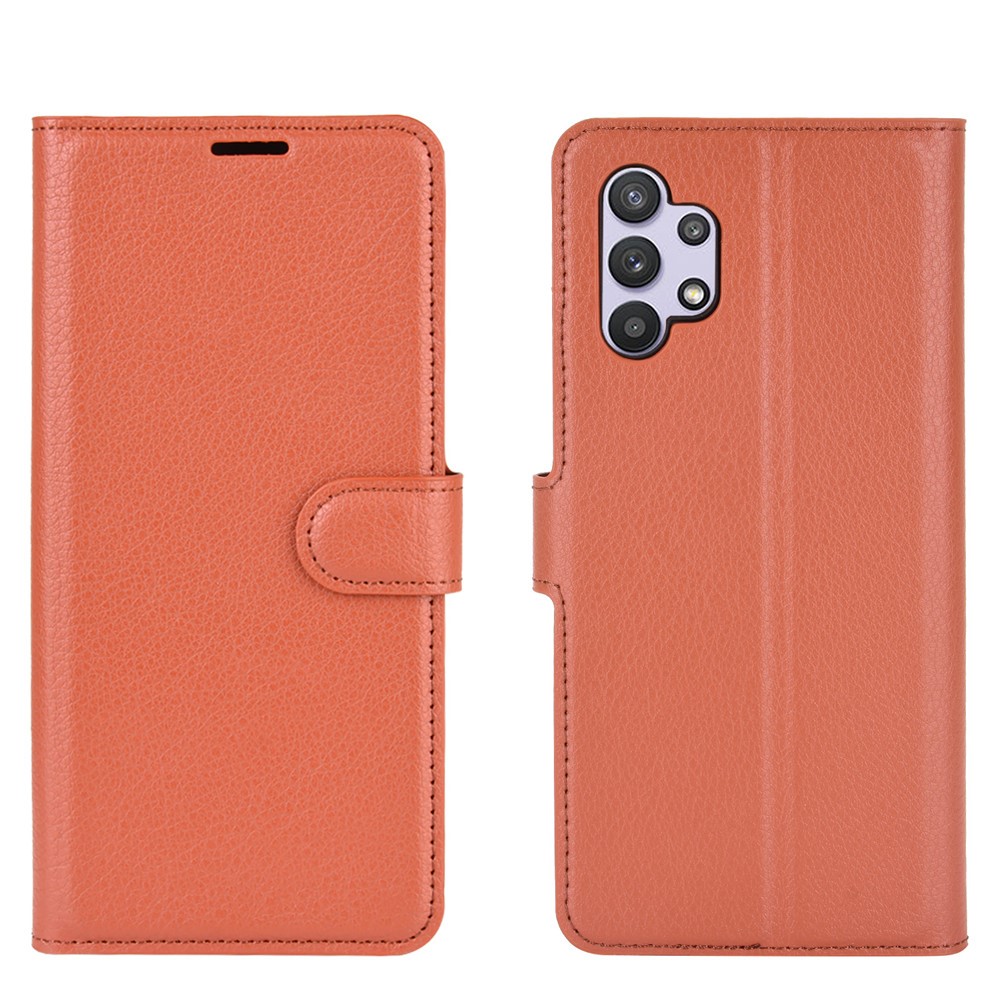 Porta Del Telefono Per Protezione Per Protezione Del Portafoglio di Texture Litchi Per Samsung Galaxy A32 5G/M32 5G - Marrone