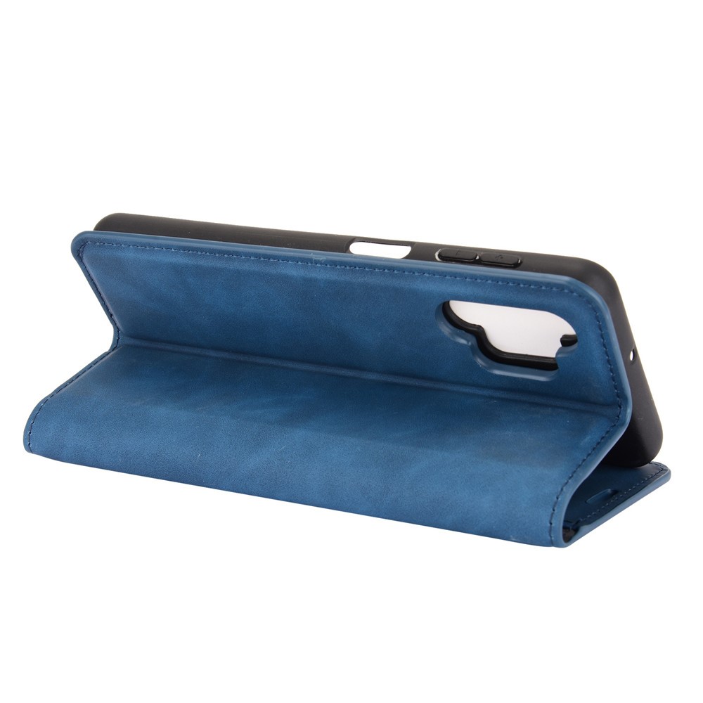 Skin-Touch Auto-absorbed Leather Cover with Wallet Stand for Samsung Galaxy A32 5G Case - Blue-4