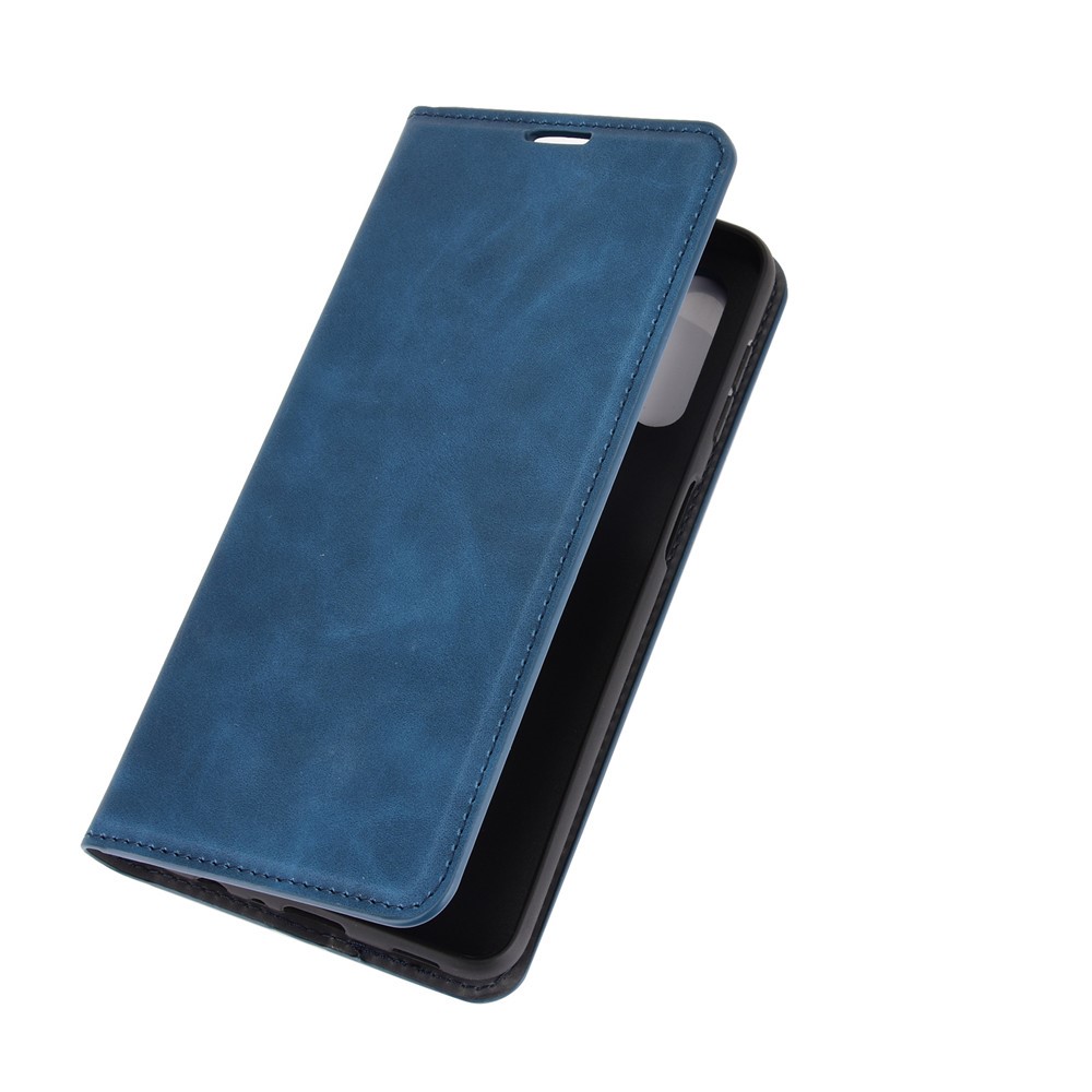 Skin-Touch Auto-absorbed Leather Cover with Wallet Stand for Samsung Galaxy A32 5G Case - Blue-7
