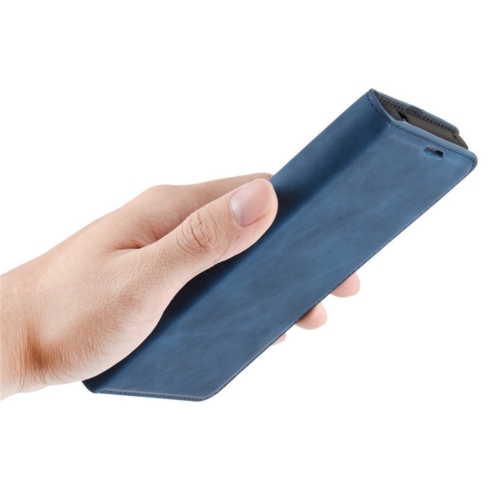 Skin-Touch Auto-absorbed Leather Cover with Wallet Stand for Samsung Galaxy A32 5G Case - Blue-8