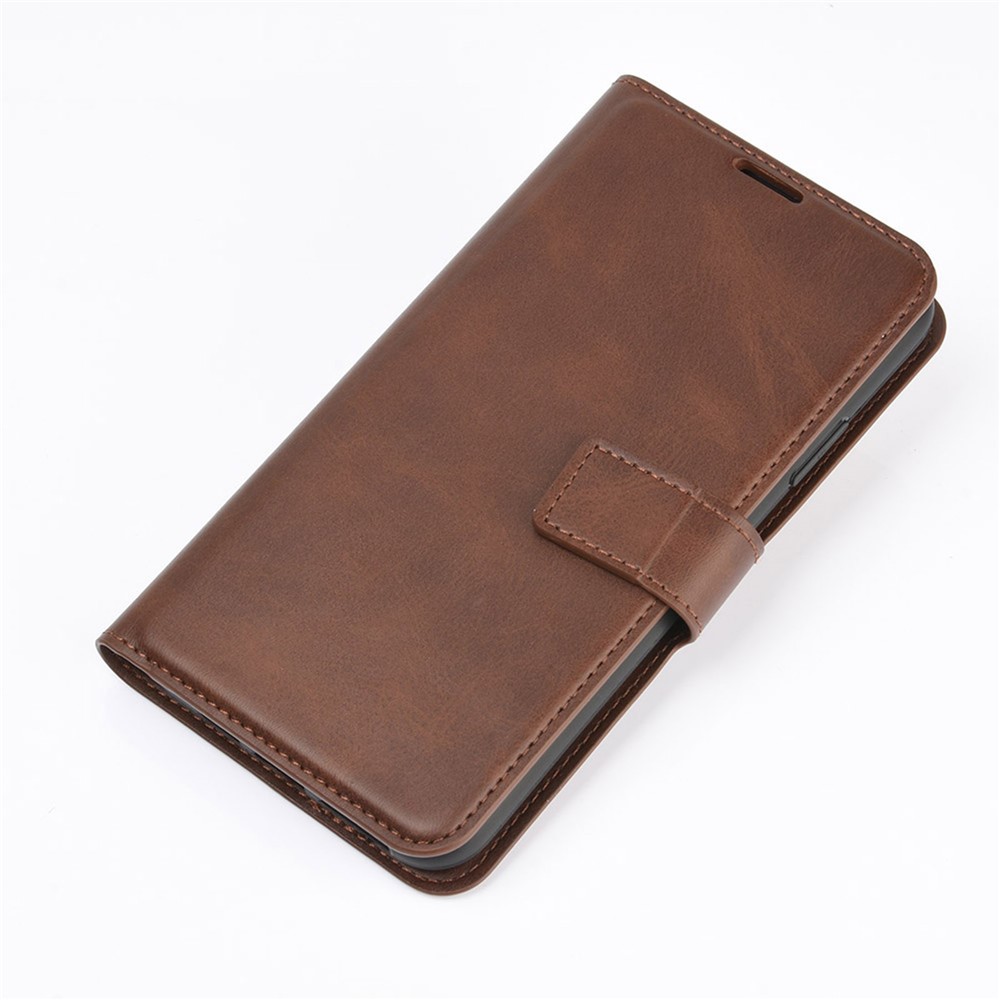 Leather Cover Case with Wallet Stand Design for Samsung Galaxy A32 5G - Dark Brown-7