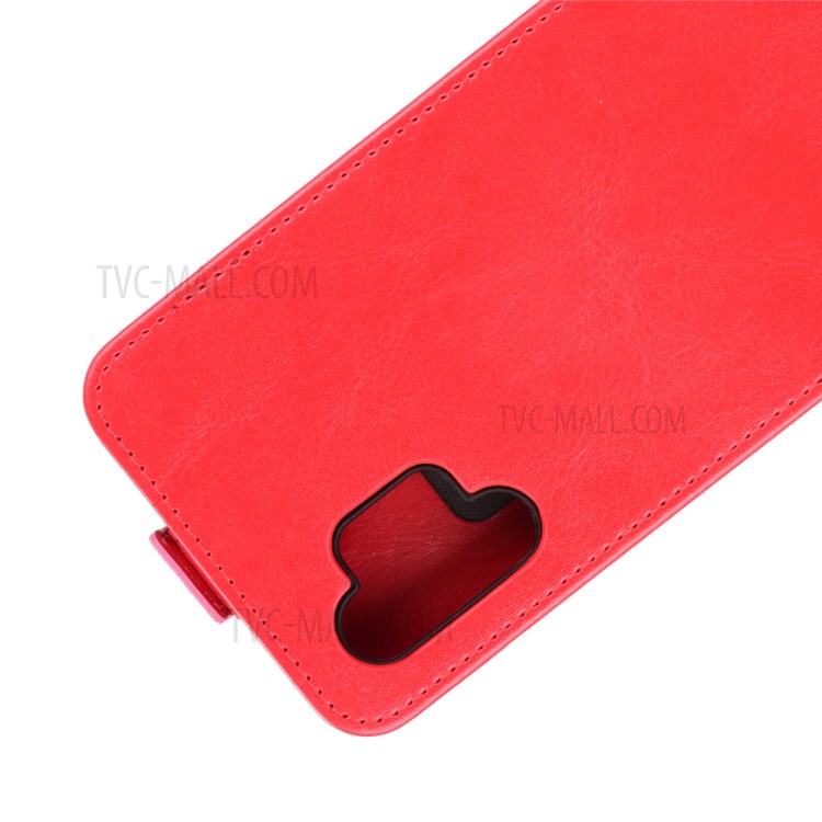 Card Holder Design Vertical Flip Crazy Horse Texture Leather Case for Samsung Galaxy A32 5G - Red-2