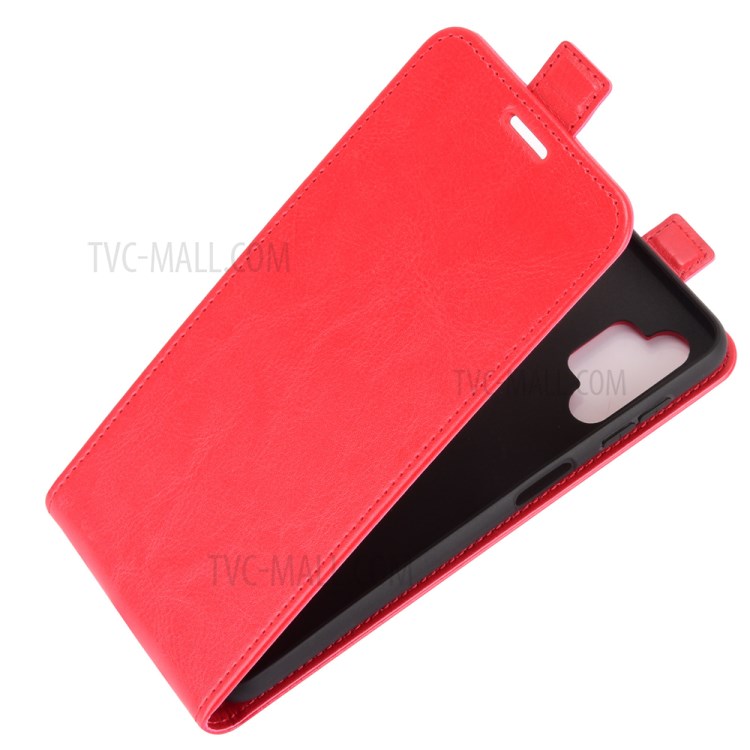 Card Holder Design Vertical Flip Crazy Horse Texture Leather Case for Samsung Galaxy A32 5G - Red-3