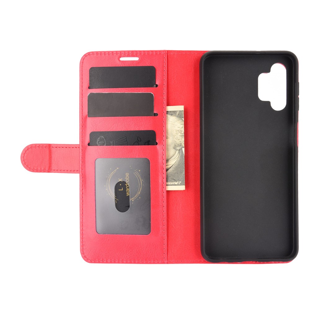 Wallet Design Crazy Horse Texture Leather Cover Stand Case for Samsung Galaxy A32 5G - Red-4