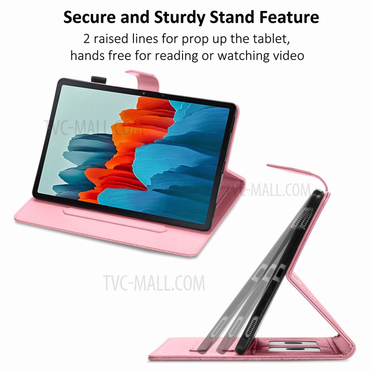 Imprint Mandala Pattern Leather Card Slots Tablet Protective Shell with Stand Design for Samsung Galaxy Tab S7 T870/T875/T876B - Pink-11