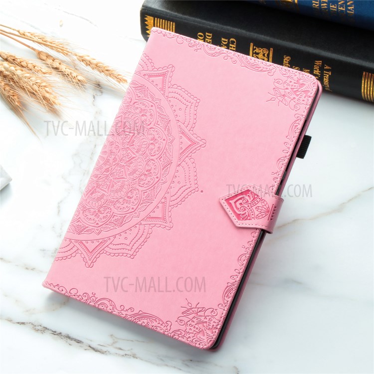 Imprint Mandala Pattern Leather Card Slots Tablet Protective Shell with Stand Design for Samsung Galaxy Tab S7 T870/T875/T876B - Pink-12