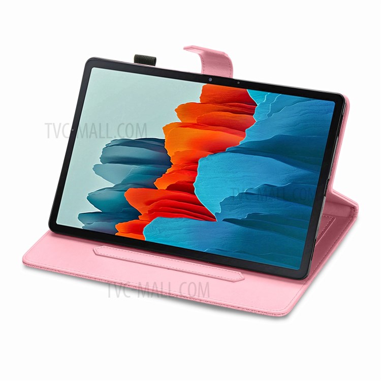 Imprint Mandala Pattern Leather Card Slots Tablet Protective Shell with Stand Design for Samsung Galaxy Tab S7 T870/T875/T876B - Pink-7