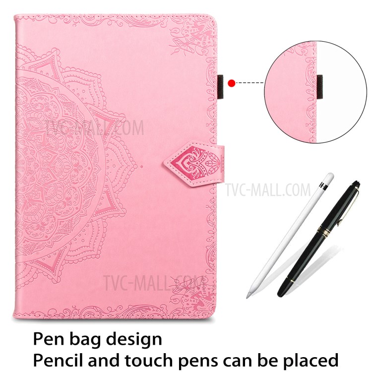 Imprint Mandala Pattern Leather Card Slots Tablet Protective Shell with Stand Design for Samsung Galaxy Tab S7 T870/T875/T876B - Pink-8