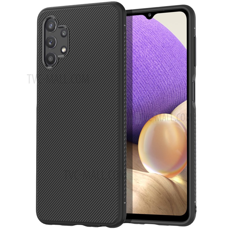 Jazz Series Twill Texture Flexible Super Slim Thicken TPU Case for Samsung Galaxy A32 5G - Black-1