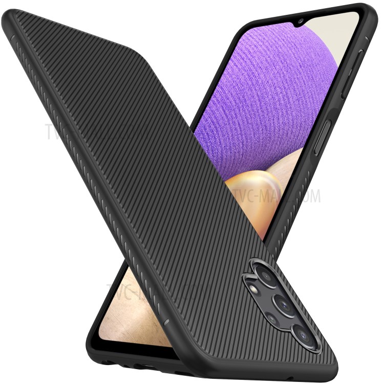 Jazz Series Twill Texture Flexible Super Slim Thicken TPU Case for Samsung Galaxy A32 5G - Black-2