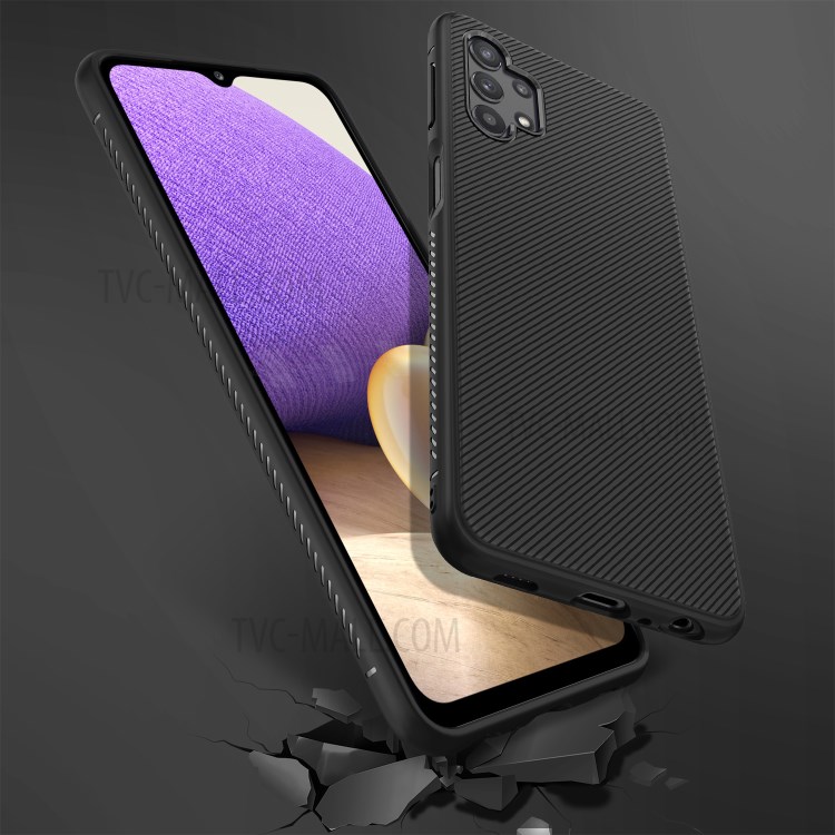 Jazz Series Twill Texture Flexible Super Slim Thicken TPU Case for Samsung Galaxy A32 5G - Black-6