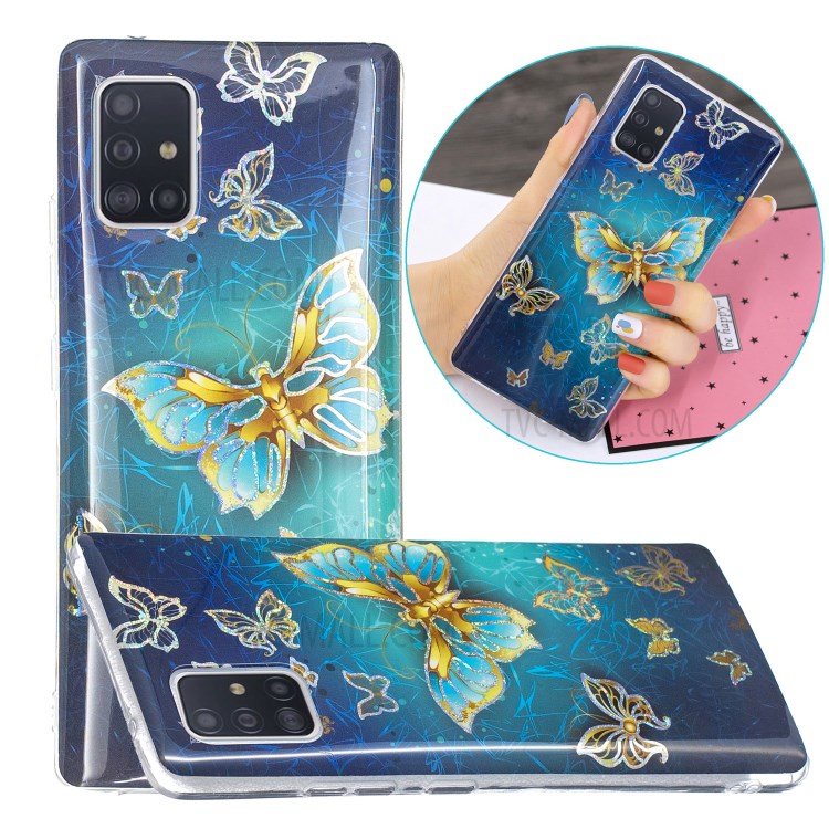 IMD Electroplating Marble Pattern Printing Soft TPU Cover Case for Samsung Galaxy A71 5G SM-A716 - Butterfly-1