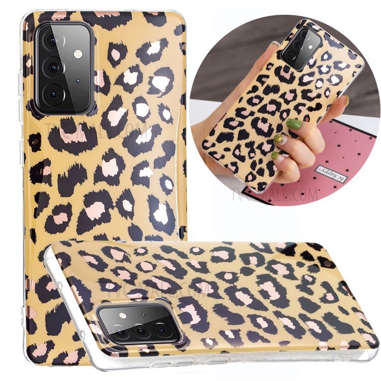 Flexible TPU Cover Case with Electroplating IMD Marble Pattern for Samsung Galaxy A72 4G/5G - Leopard-1