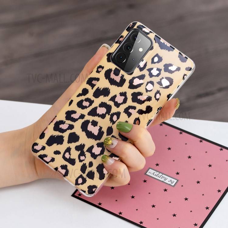 Flexible TPU Cover Case with Electroplating IMD Marble Pattern for Samsung Galaxy A72 4G/5G - Leopard-2