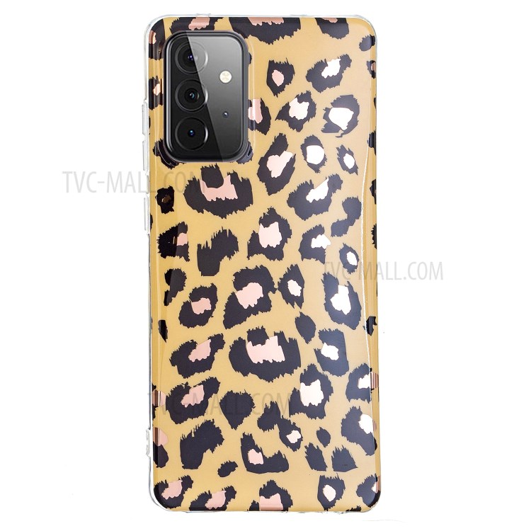 Flexible TPU Cover Case with Electroplating IMD Marble Pattern for Samsung Galaxy A72 4G/5G - Leopard-3