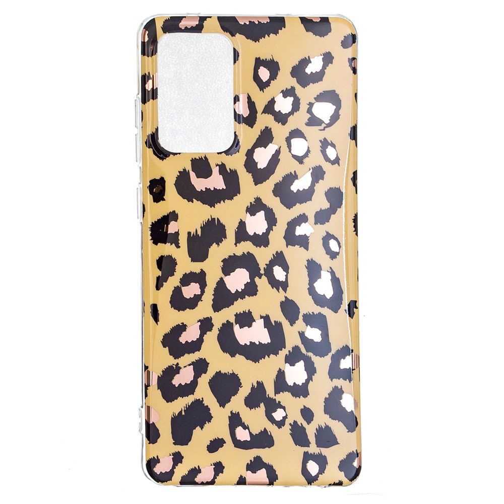 Anti-Drop Flexible TPU Cover Case with Electroplating IMD Marble Pattern for Samsung Galaxy A52 5G / A52 4G - Leopard-1