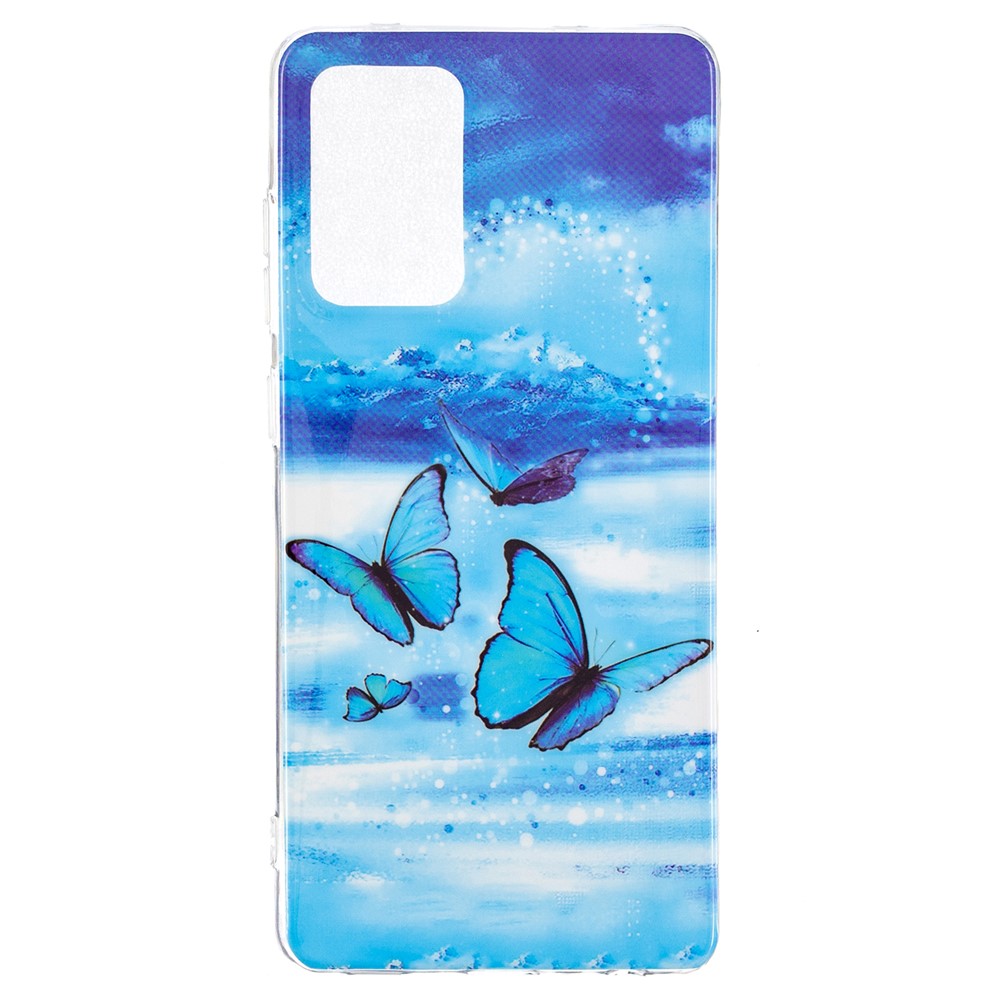 IMD Noctilucent Pattern Design Soft TPU Protector Phone Cover for Samsung Galaxy A52 5G / A52 4G - Blue Butterfly-1